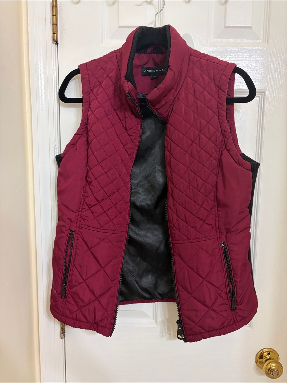 Andrew Marc Quilted Wine Red Women's Vest